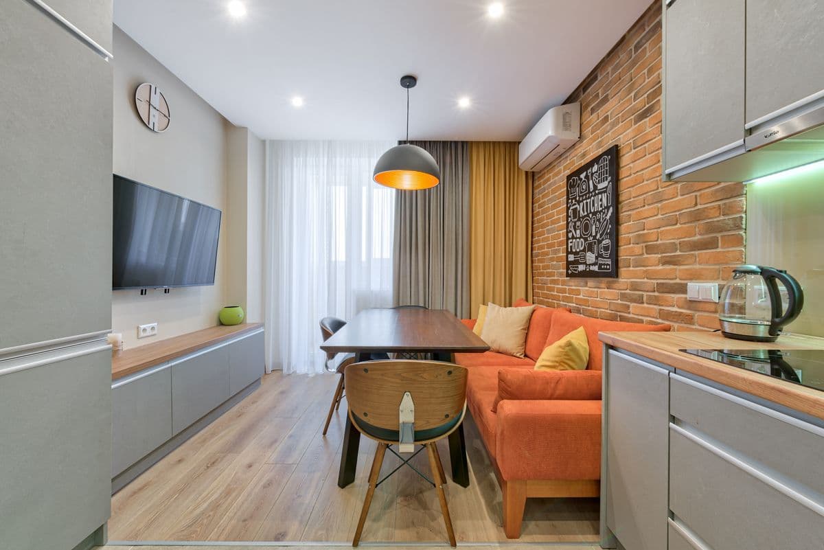 Placeholder photo of a 1 bedroom apartment living room